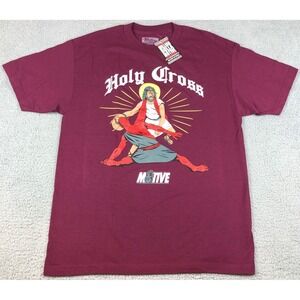 Million Dolla Motive Holy Cross Jesus Graphic Tee Mens L Burgundy NWT Christian